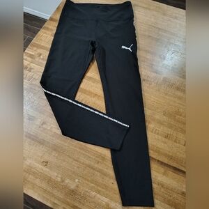 Puma Black High-Waist Side Power Tape Work Out Leggings With White Logo